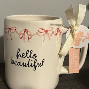 Rae Dunn Cream Mug with Red Accents